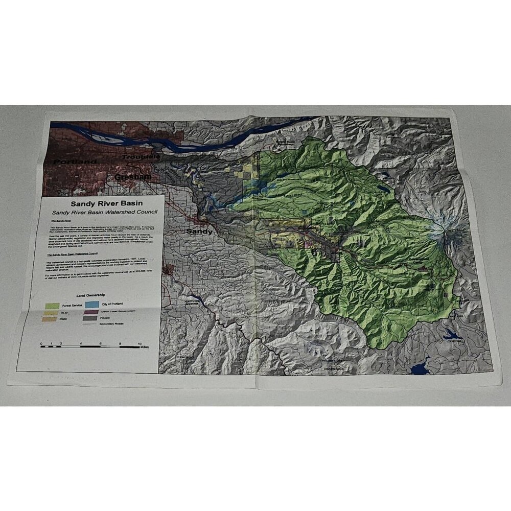 VTG Sandy River Basin Watershed Council Topographical Land Ownership Map READ